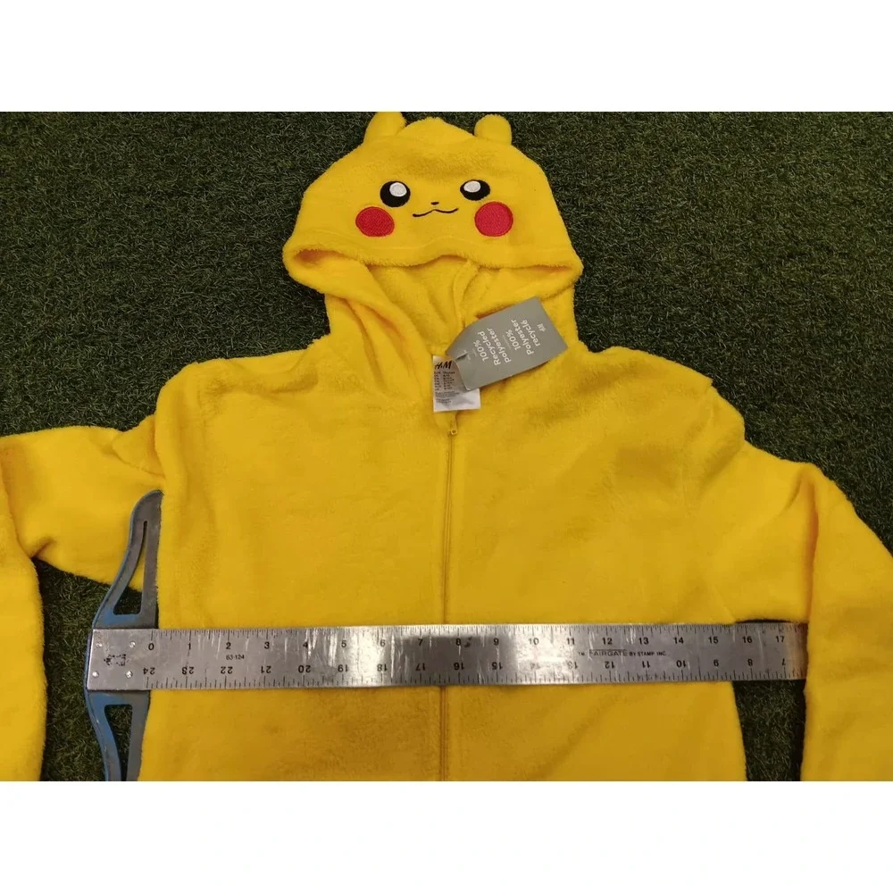 Yellow‎ Pikachu Pajama Jump Suit Embroidery Fleece Full Length Boys 8/10